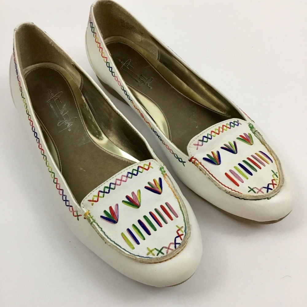 Soft Style Hush Puppies Embroidered Stitched Flats - Picture 1 of 8